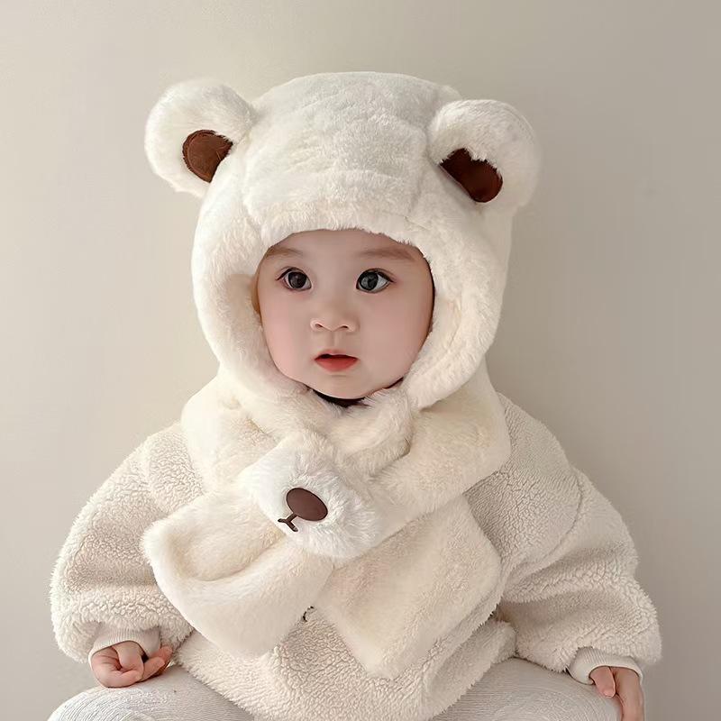 Baby Hat Scarf Integrated Neck Hat Baby Autumn and Winter Cute Super Cute Boys and Girls Winter Children's Ear Hat
