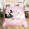 Romantic Swan Duvet Cover Set King Wild Animal Comforter Cover Butterfly Floral Bedding Set For Valentine's Day Wedding Decor