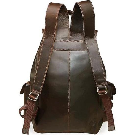 New 16" Brown Leather Backpack Vintage Rucksack Laptop Bag Water Resistant Casual Daypack College Bookbag
