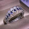 New European and American Womens Zircon Sapphire Ring with Fashionable Charm for Women