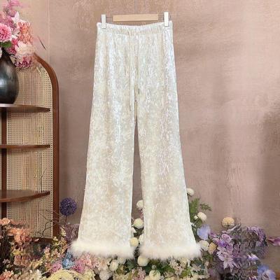 2024 Новые осенне-зимние повседневные свободные узкие теплые брюки в китайском стиле