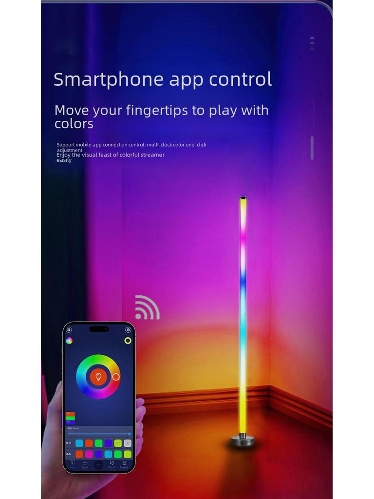 RGB Fantasy Color Corner Floor Lamp with Music Rhythm for Gaming and Living Spaces