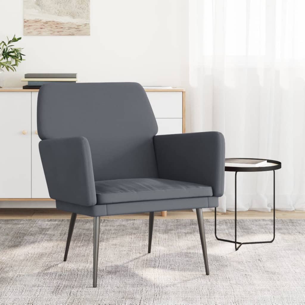 Vidaxl Fotel, Ciemnoszary, 62X79X79 Cm, Obity Aksamitem