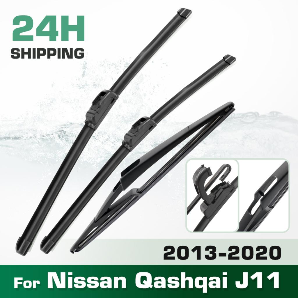 For Nissan Qashqai J11 2013-2020 2014 2015 2016 Wiper Front & Rear Wiper Blades Windshield Windscreen Window Brushes 26"+17"+12