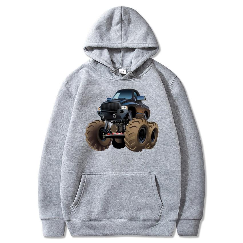 Американский Монстр-трак Бигфут Принтованное Худи Осень Зима Уличная Мода Худи Повседневное Теплое Худи Подарок на Праздник
