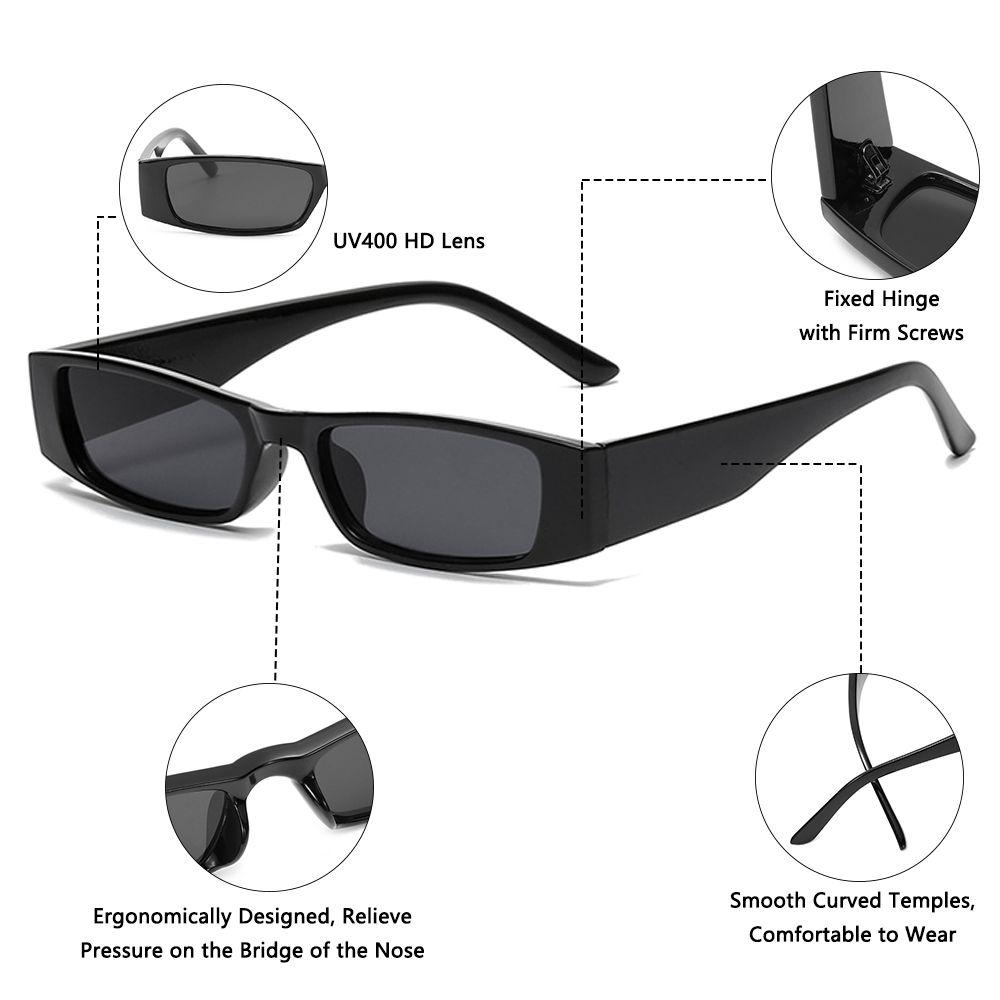 Fashion Trending UV400 Small Rectangle Sunglasses Small Frame Retro Sun Glasses Narrow Sunglasses