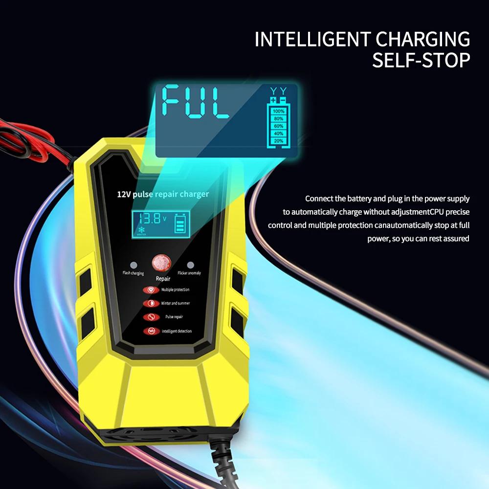 12 В импульсный ремонт 6 А свинцово-кислотный литиевый автомобильный аккумулятор зарядное устройство ЖК-дисплей тестер аккумулятора быстрая зарядка для автомобиля/мотоцикла