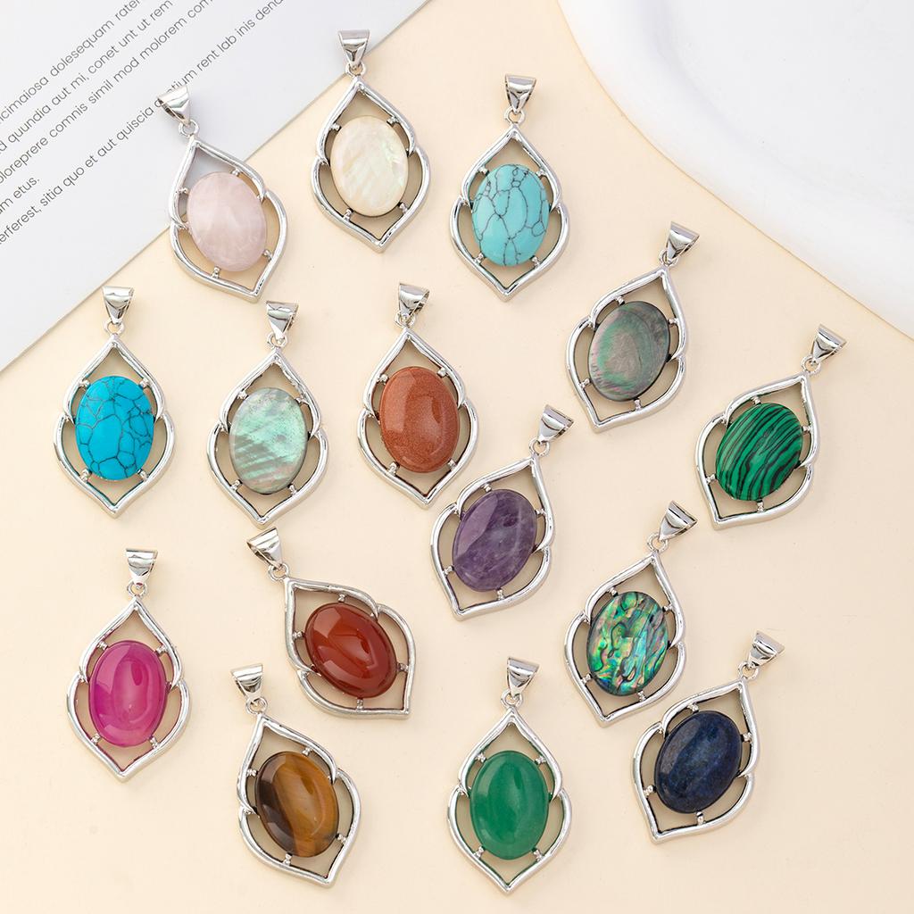 1Pc Reiki Healing Crystal Pendant, European and American Geometric Style Natural Stone Gems Charms for DIY Women Necklace Accessories, Jewelry Making