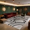 Modern Abstract Circle Stripes Fluffy Living Room Rug Easy Clean Soft Retro Office Carpet Large Area Antiskid Coffee Tables Mats
