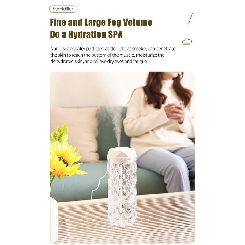 Настольный хрустальный увлажнитель на 1000 мл со светодиодной подсветкой. Зарядка через USB. Бесшумный генератор тумана. Автомобильные диффузоры большой емкости. Освежитель воздуха. Распылитель с ночниками.