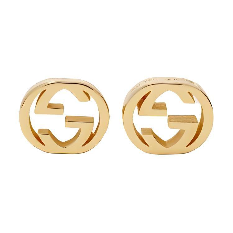 GUCCI Interlocking 18K Gold Stud Earrings Unisex Gold 662111J8500-Gold