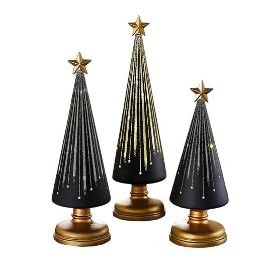 1/3Pcs Christmas Tree Decor with LED Light Built-in Timer Gradient Xmas Tree Sculptures Festive Home Decor