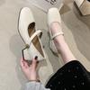 Medium and High Heel Mary Jane Single Shoes Women's Shoes New Spring Square Head Versatile Black Shoes