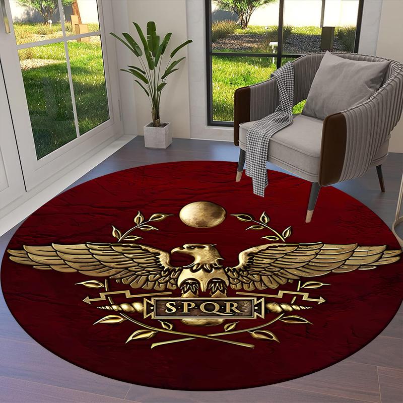 Круглый ковер SPQR Рим, Ковер для гостиной, спальни, дивана, игровой комнаты, Нескользящий коврик для пола