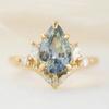 Роскошные европейские и американские ювелирные изделия Мода Простая атмосфера Ювелирные изделия из морского синего кристалла Инкрустированное бриллиантами женское кольцо