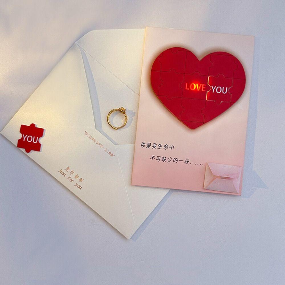 Shining Heart-shaped Puzzle Confession Card Blessing Greeting Card Confession Couple Gift