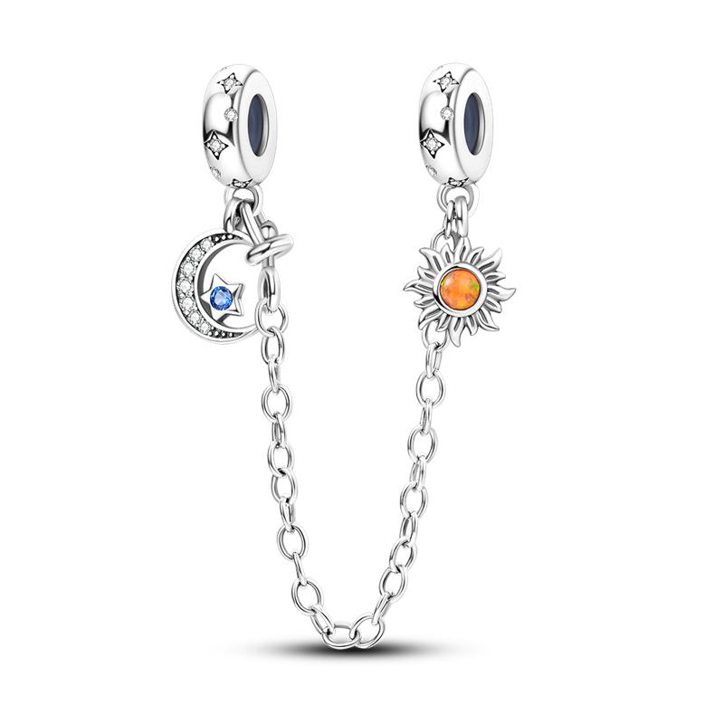 Safety Chain copper Plated Bead Charms Classic Safety Chain Stopper Clip Charm Compatible With Authentic Bracelets Jewellery Making