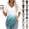 Womens T Shirts V Neck Short Sleeve Casual Tops Loose Fit Basic Tees With Curved Hem