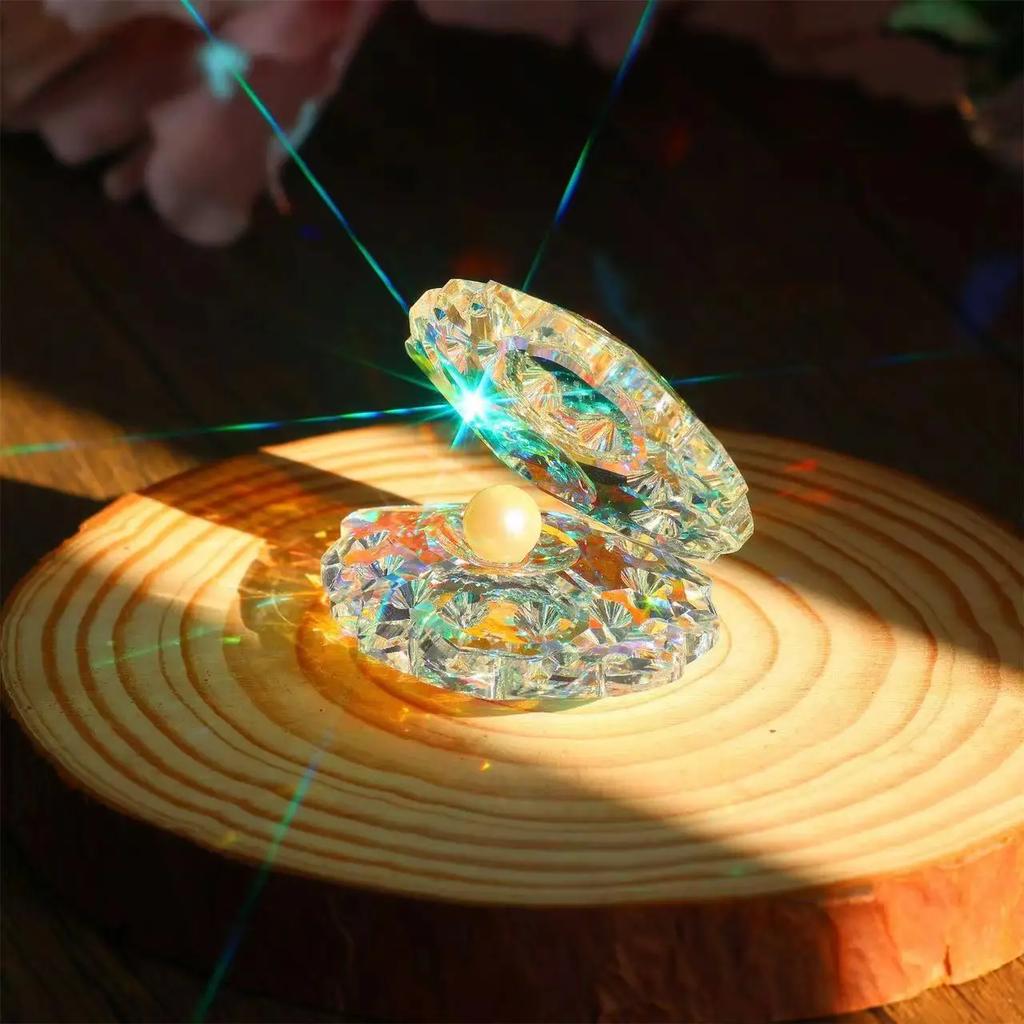 Светоотражающая хрустальная раковина конха с жемчужиной, ловцом солнца, жемчужными ракушками, хрустальной морской раковиной, коллекционной фигуркой, декором для стола