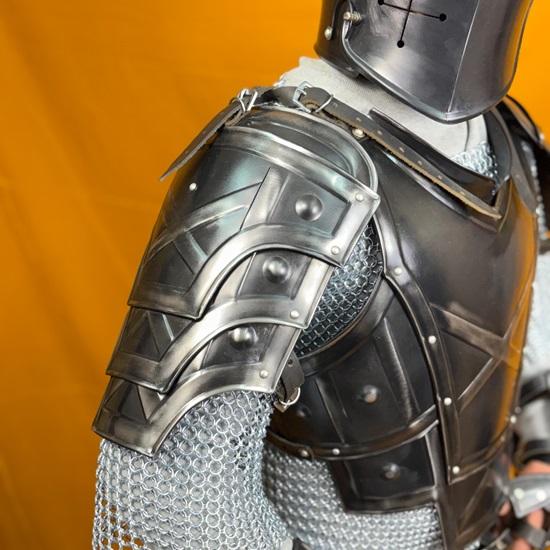 Dwarven Blackened Steel Armor Set Full-Body Knight Cuirass, Pauldrons, Bracers Greaves for LARP, Cosplay Collectors