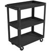 Workshop Trolley with 3 Shelves and Side Holder, 4 Castors, 70.5 x 35 x 82.5 cm, Black