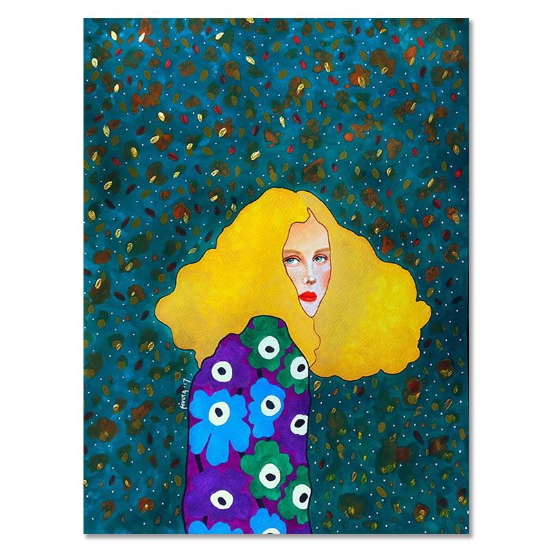 Абстрактная девушка, волосы, цветок, птица, настенная живопись на холсте, плакаты на скандинавскую тему и принты, винтажные настенные панно для декора гостиной