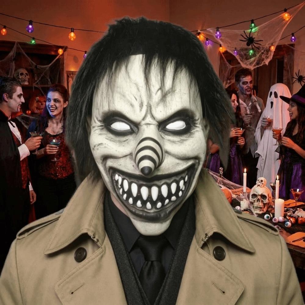 Full Face Spiral Clown Head Cover Spooky Terrifying Cosplay Mask  Haunted House