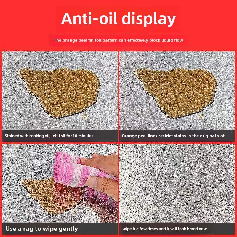 Waterproof, Oil-, Fire-, Heat-, and Moisture-Resistant Self-Adhesive Tin Foil Kitchen Cabinet and Stove Stickers, Thickened and Mildew-Proof.