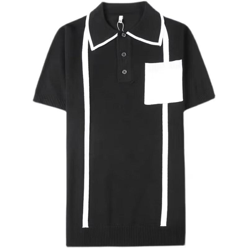 Мужская модная брендовая футболка-поло с коротким рукавом и лацканами, летняя футболка, корейская приталенная мода, новинка 2025 года, универсальный топ