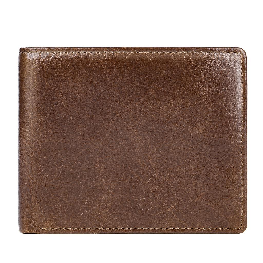 Men's Genuine Leather Wallet Short Anti-theft Brush Head Layer Cowhide Card Bag Business Retro Multi Card Position Money Clip