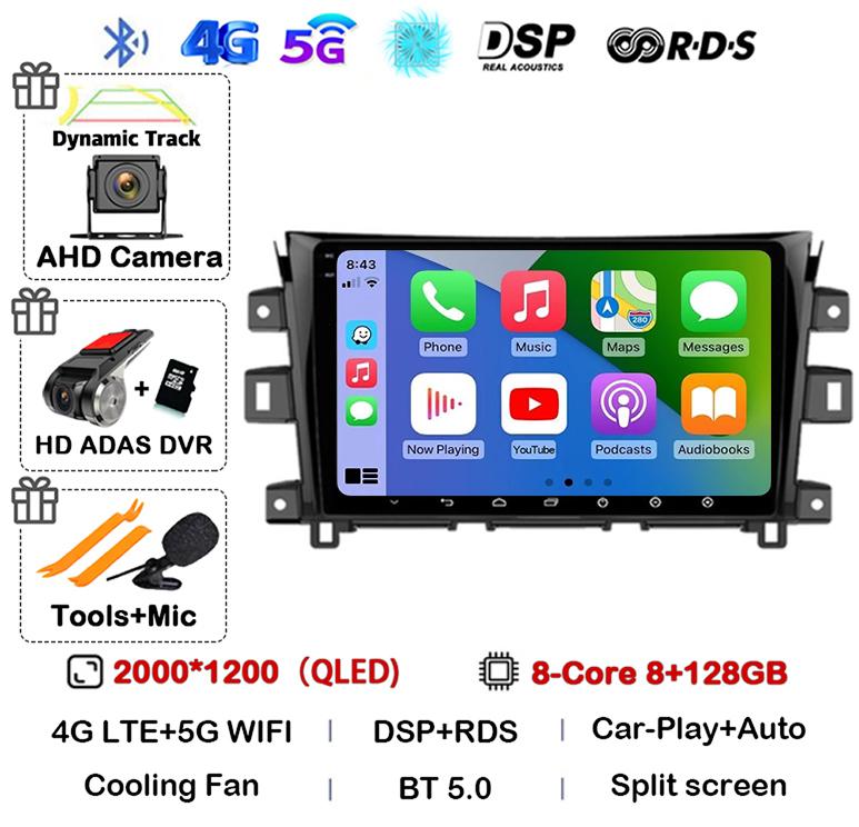Android 14 Carplay Auto 360 Camera для Nissan NAVARA Frontier NP300 2011 - 2018 Мультимедийный видеоплеер GPS Автомобильное радио DSP Stereo