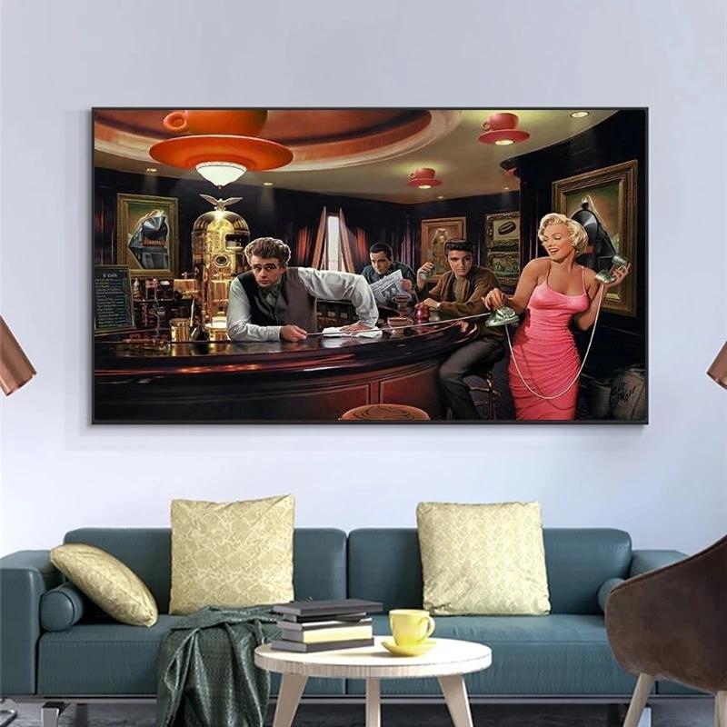 Черная современная классическая картина с изображением американского фильма, ТВ, холст, картины, постеры и принты, настенные художественные картины для декора гостиной