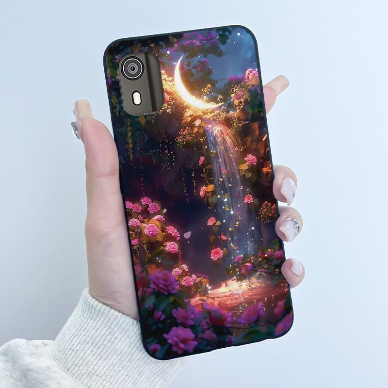 Чехол для телефона Nokia C02 Милый Забавный Любовь Кролик Животное Черный Матовый Мягкий ТПУ Защитная Задняя Крышка для Чехла Nokia C2 2-го Поколения