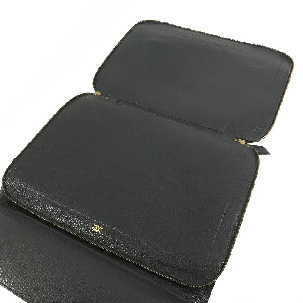 HERMES vintage Serviette Tote Bag Document Handbag Business bag Leather Black