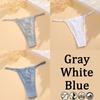 3PCs Low Waisted G-String Women American Lace Lady Cotton-Back Breathable Sheer Thin Strap Metal Thong
