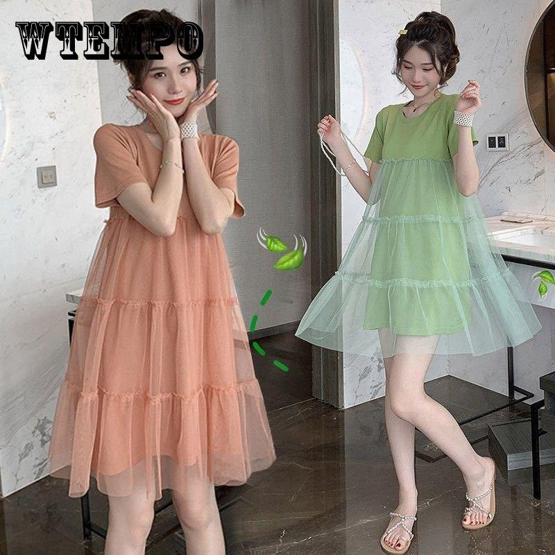 Summer Dress Loose Thin Short-sleeved Top Mid-length Summer Dress