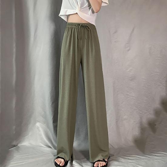 Женские повседневные брюки с эластичной кулиской и высокой талией, широкие длинные брюки, однотонные тонкие брюки для отдыха