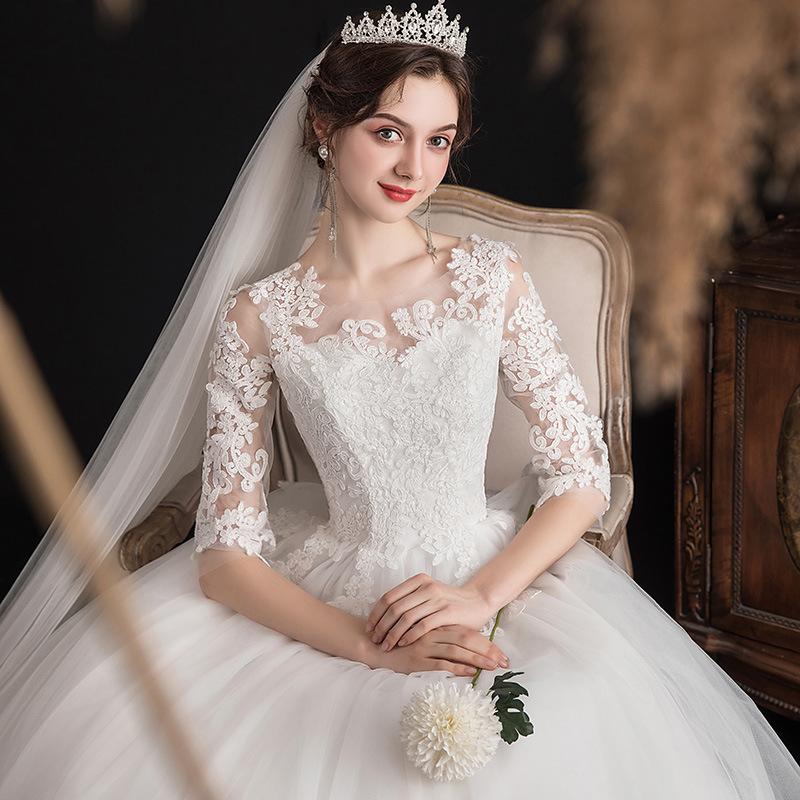 Свадебное платье большого размера с кружевом и одним плечом Dreamy Slim Fit Bride Qi Di Sen