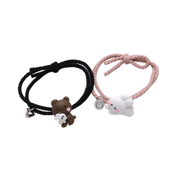 2Pcs Couple Bracelet Cartoon Magnetic Matching Lovers Wristband Jewelry Fashion Accessory for Valentine Day