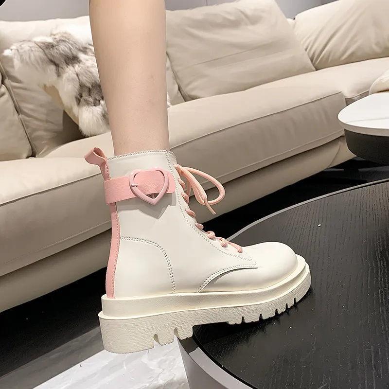 Fashion Booties Platform Cute Kawaii Round Toe Woman Short Mary Janes Shoes Chunky Ankle Lolita Boots for Women Hot New In On Offer Y2k