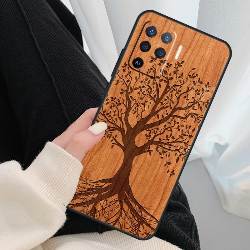 Tree Flower Bamboo Wood Case For Oppo A40 A60 A80 A5 Pro A15 A16 A17 A57 A77 A94 A74 A54 A76 A96 A18 A38 A58 A78 A98