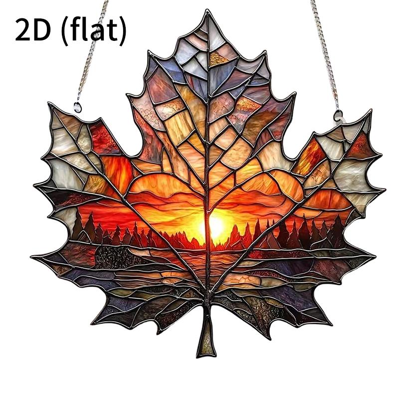 2D Flat Thanksgiving Acrylic Maple Leaf Light Catcher, Classic Autumn Celebration Home & Door Decor,Christmas & New Year Gifts