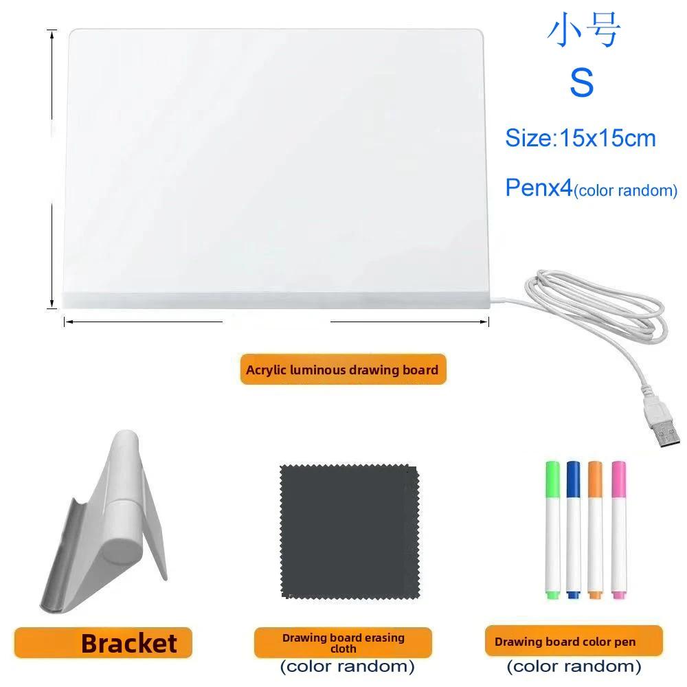 Led Drawing Board Diy Acrylic Board With Colour Pens Led Note Board Kid Drawing Toy Luminous Blackboard Wordpad With Night Light