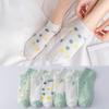 6 Pairs of Women Is Summer Thin Short Socks Sweet Cute Breathable Mesh Comfortable and Small Floral Fragments
