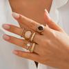 6pcs/Set Boho Retro Multilayer Glass Rhinestone Embellished Rings, Chunky Jewelry Set for Women, Daily Wear and Vacation Decoration