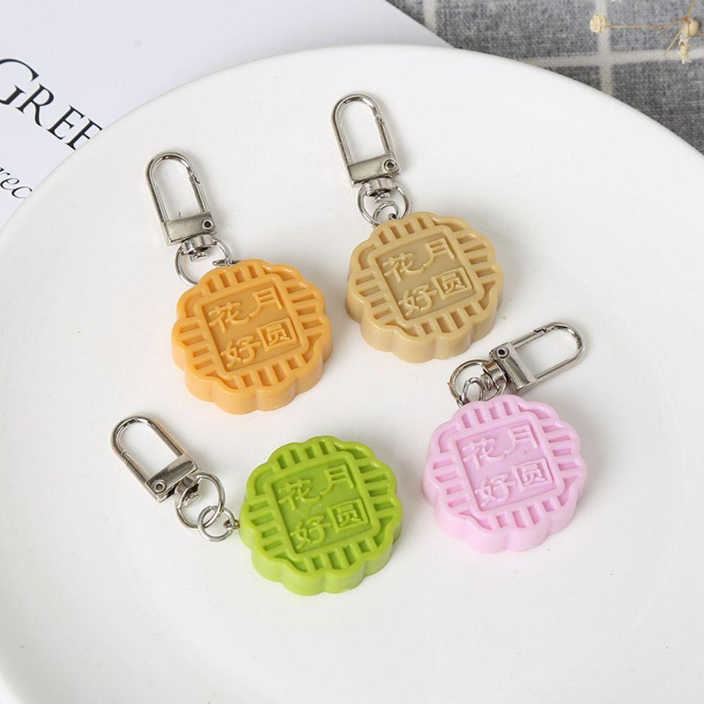 Cute Mooncake Pendant PVC Moon Cake Keyring Fashion Mid-Autumn Keychain  Backpack Decor