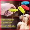 2 In 1 Multi-function Pets Clicker Whistle Dog Trainer Clicker with Keyring Pet Puppy Trainer Dog