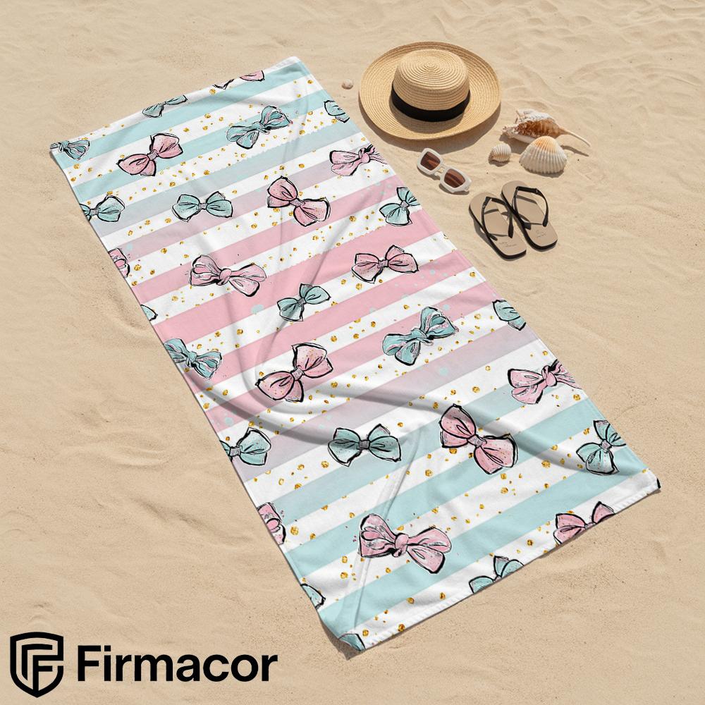 Glitter Bow Striped Cartoon Anime Beach Towel Microfiber Quick Dry Super Absorbent Soft Bath Towel for Kids Adults Travel