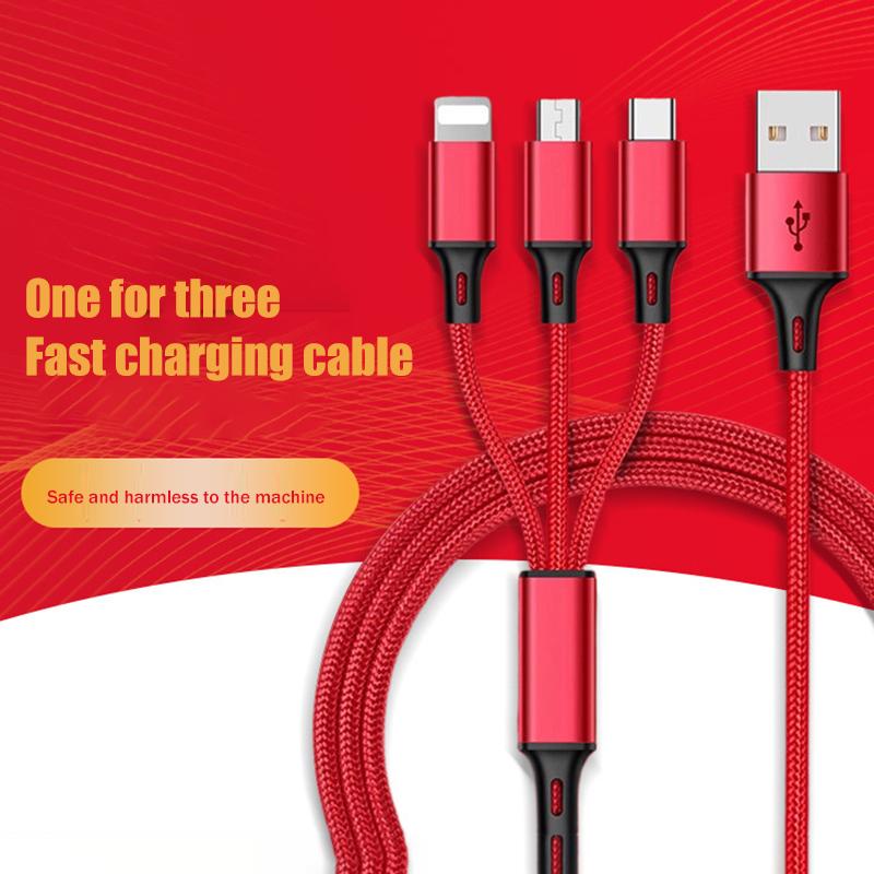 3 в 1 USB-кабель Micro USB Type C Зарядный кабель с несколькими USB-портами Быстрозарядный шнур для iPhone 11 12 13 Pro Max Xiaomi Samsung
