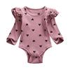 Infant Newborn Baby Girls Valentine's Day Heart Print Ruffles Romper Bodysuit